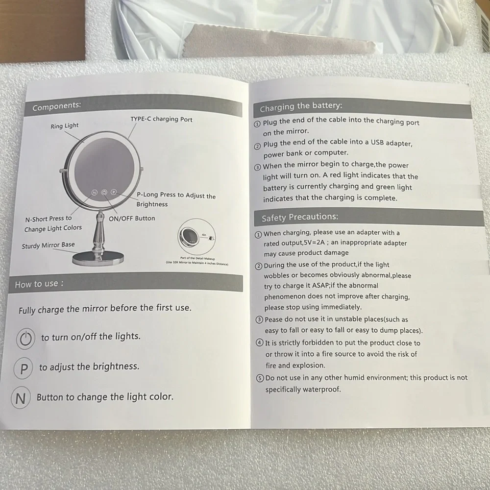 Magnifying 9” Make-Up Lighted Mirror NIB!
